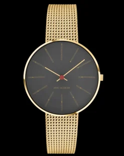 ARNE JACOBSEN BANKERS 34MM MED MESHREM MAT FORGYLDT -53109-1609