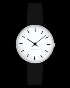 ARNE JACOBSEN CITY HALL 30MM SORT LÆDER - 53200-1401