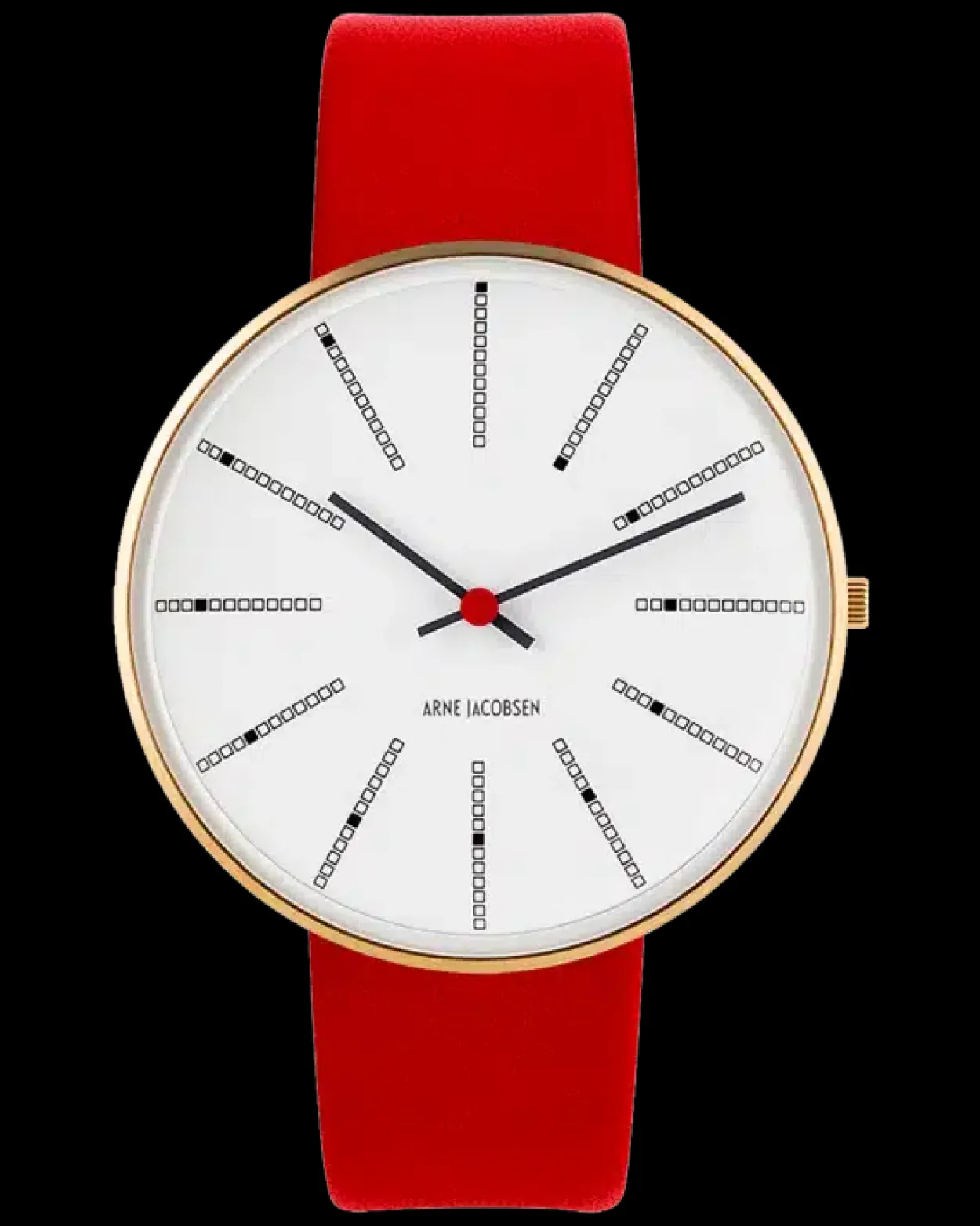 ARNE JACOBSEN UR BANKERS MED RØD LÆDERREM 40MM - 53108-2003G