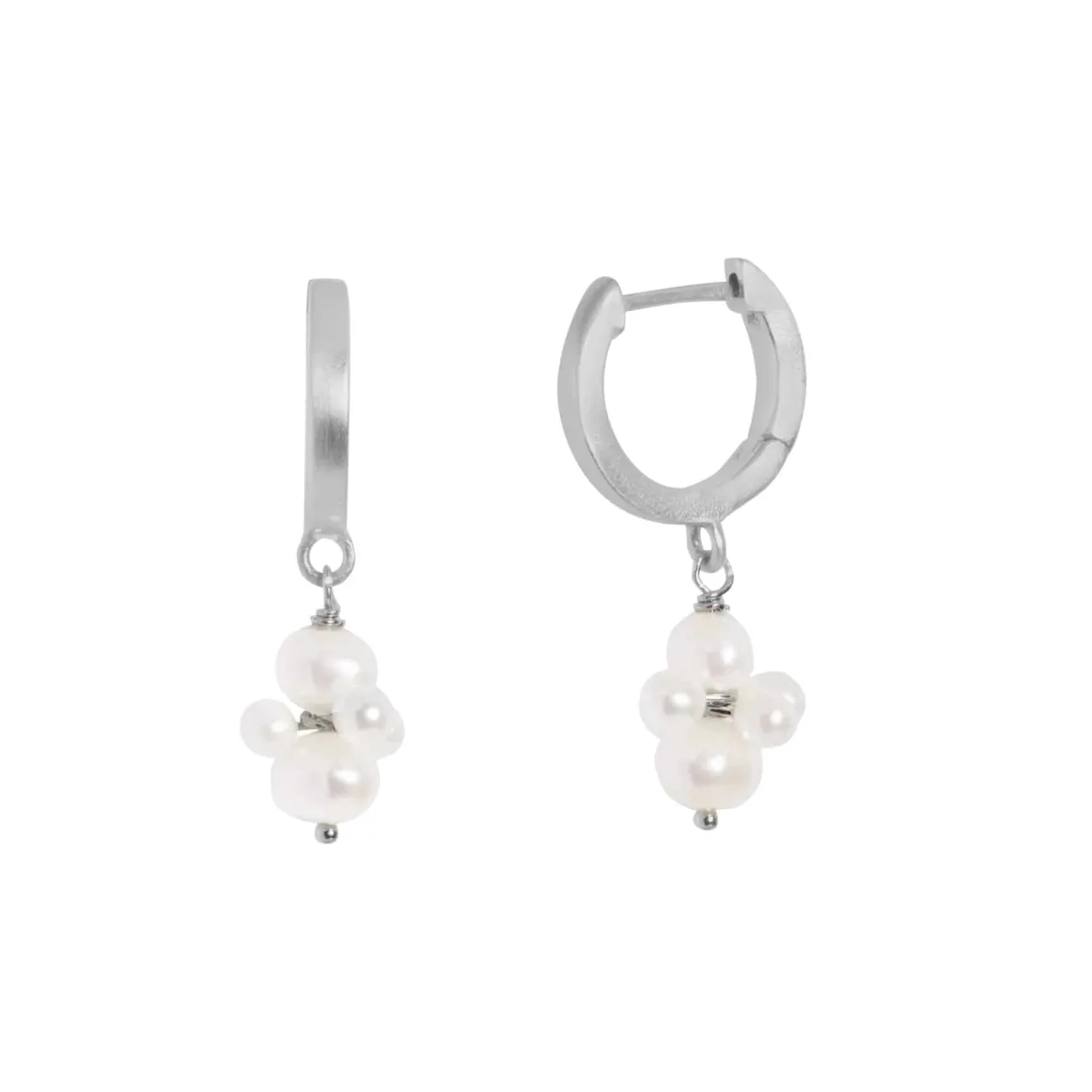 BYBIEHL PEARL CLUSTER HOOP ØRERINGE SØLV - 4-1510WP-R
