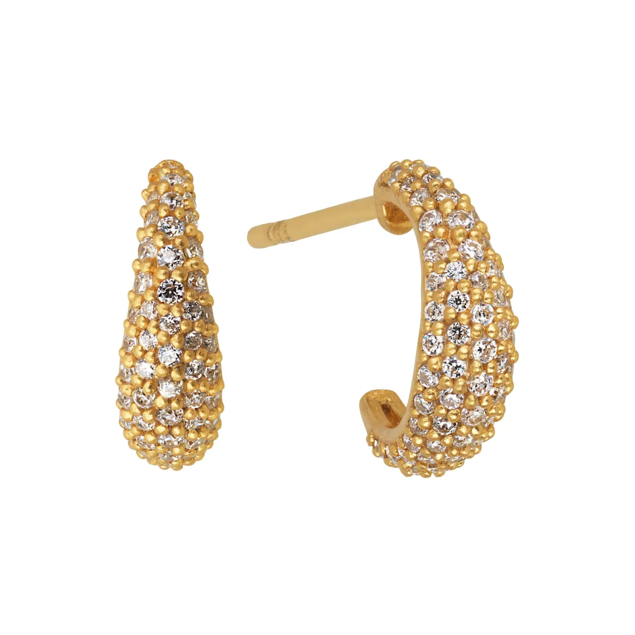 BYBIEHL ØRERING SØLV FORGYLDT OCEAN FLOW HOOPS SPARKLE SMALL - 4-4204-GP