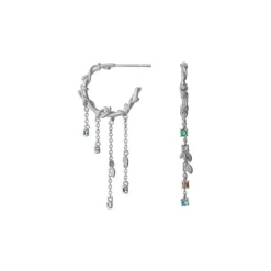 BYBIEHL ØRERINGE SØLV JUNGLE IVY COLOR MINI HOOPS - 4-3112M-R