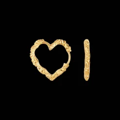 CAMILLE BRINCH MEDIUM HEART CRUSH HOOPS FORGYLDT SØLV ØRERINGE - MHCRH-FG