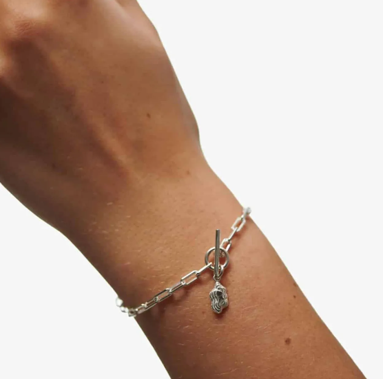 CAMILLE BRINCH NUGGET LAYERS T-LOCK ARMBÅND SØLV - NLATA-18