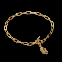 CAMILLE BRINCH NUGGET LAYERS T-LOCK ARMBÅND FORGYLDT SØLV 19 CM - NLATA-FG-19