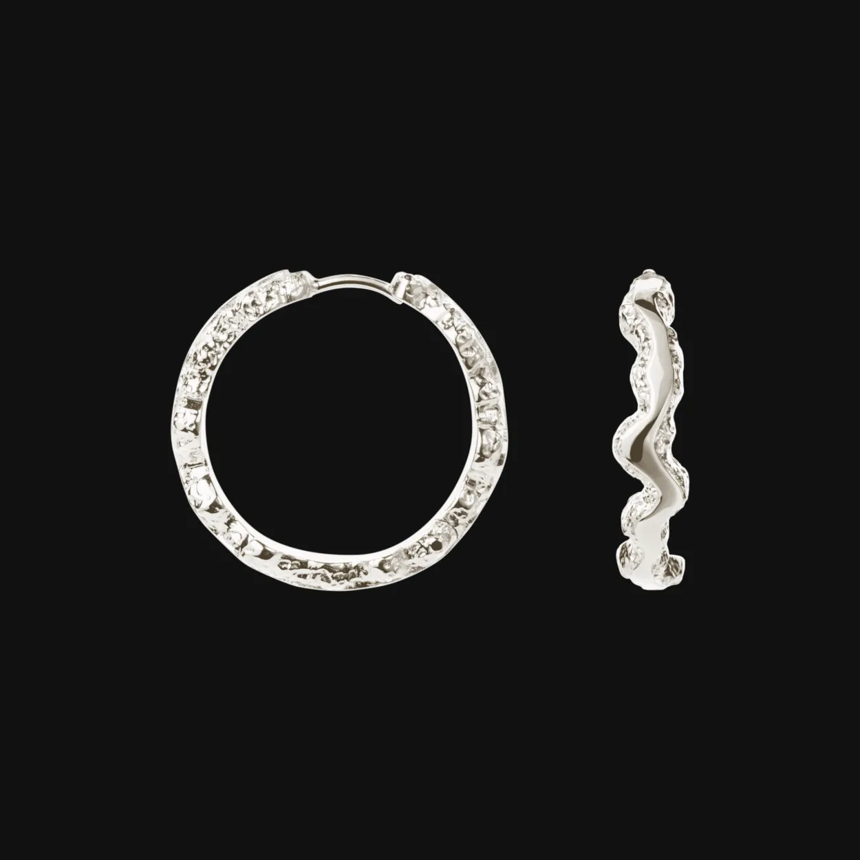 CAMILLE LARGE SHINY SPARKLY HOOPS ØRERINGE I SØLV - LSSPH