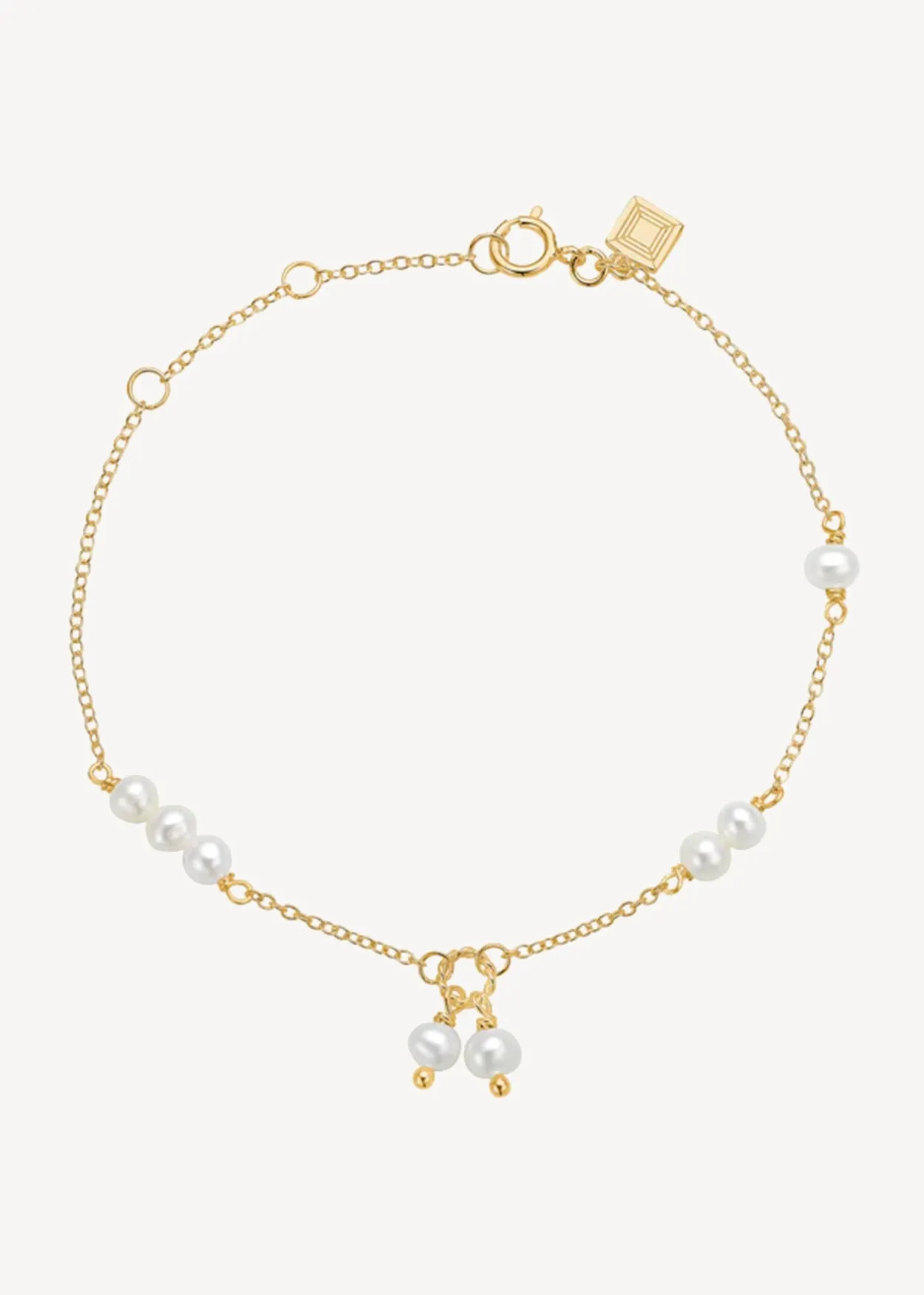 CARRÉ EIFFEL SØLV FORGYLDT ARRMBÅND MED PERLE - FB 4364 BI 16+1,5+1,5cm