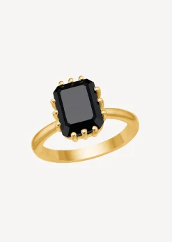 CARRÈ MIDTNIGHT SØLV FORGYLDD RING MED SORT ONYX - FR 4488 BA