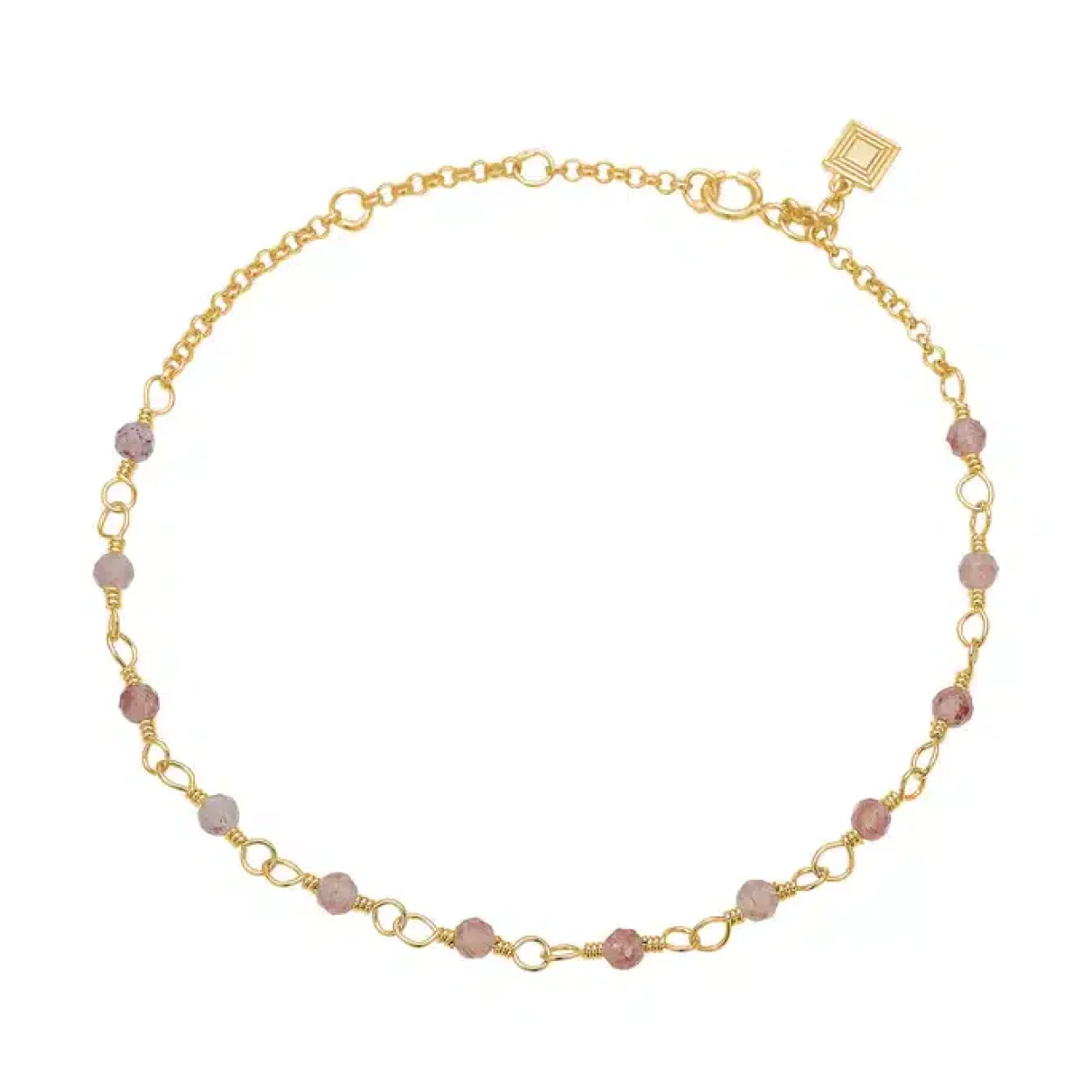 CARRÉ SØLV FORGYLDT ARMBÅND MED CHERRY KVARTS - FB 4456 CQ 16+1,5+1,5CM