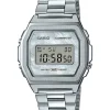 CASIO VINTAGE DAMEUR I STÅL MED LÆNKE OG PERLEMORSSKIVE