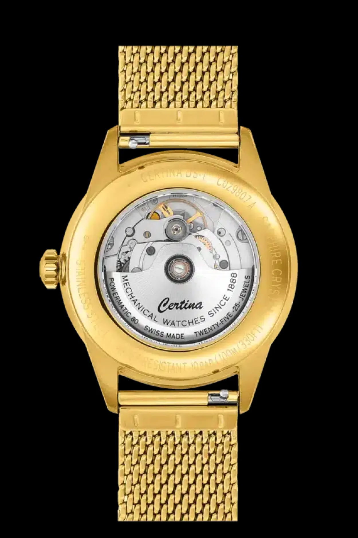 CERTINA POWERMATIC 80 UR HERRE GULDFARVET MED MESHLÆNKE - C0298073336100