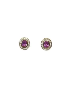 CHRISTOFFERSEN JEWELLERY ØRESTIKKER 14 KARAT GULD MED PINK SAFIR OG BRILLANTER – 3070104-43