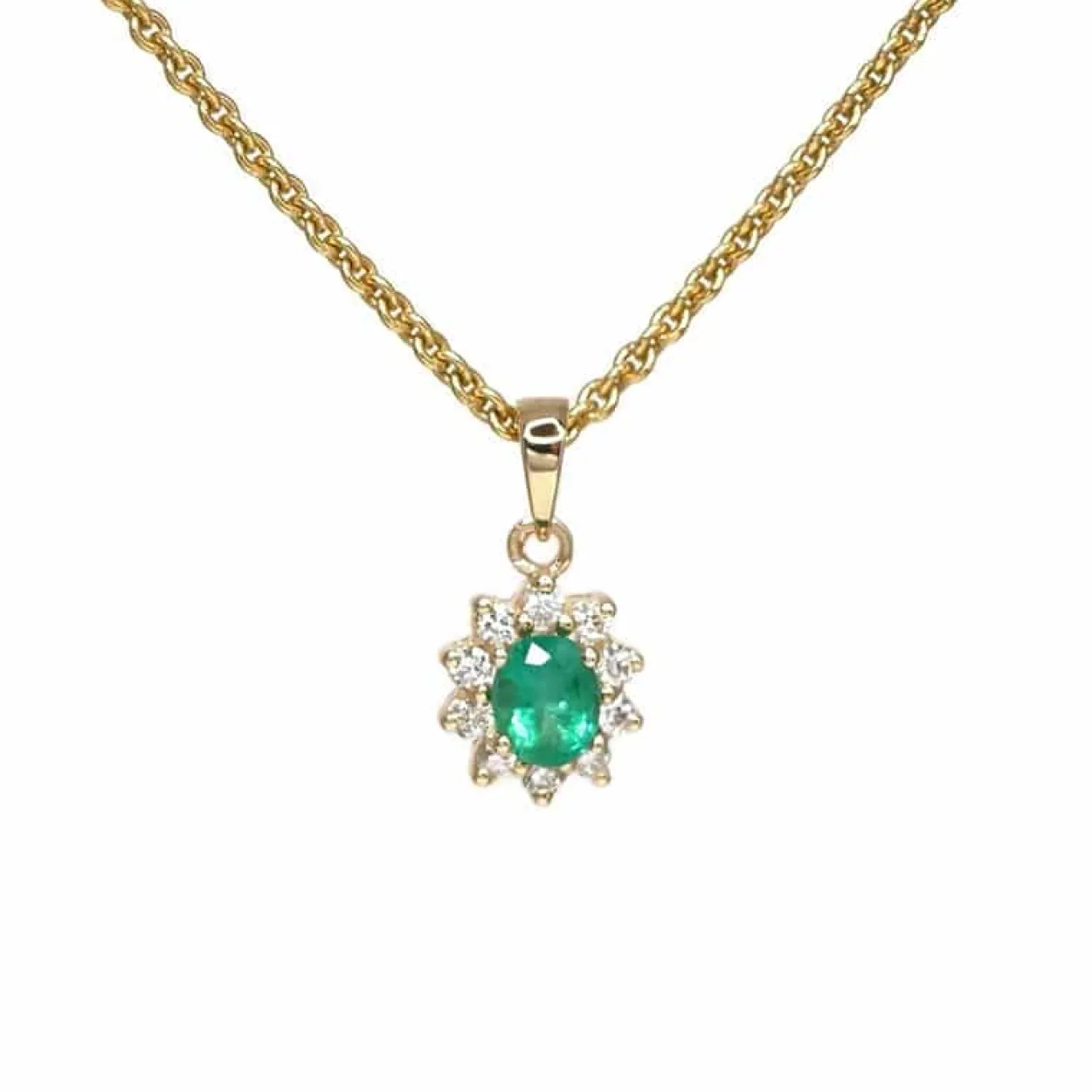 CHRISTOFFERSEN JEWELLERY ROSET VEDHÆNG 14 KARAT GULD MED SMARAGD OG BRILLANTER - 4070256G-SM