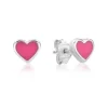 CHRISTOFFERSEN JEWELLERY ØRERINGE SØLV HJERTE MED LYSERØD EMALJE - 3070858-3