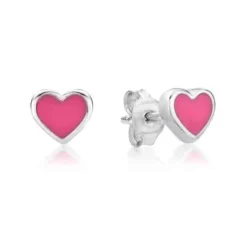 CHRISTOFFERSEN JEWELLERY ØRERINGE SØLV HJERTE MED LYSERØD EMALJE - 3070858-3