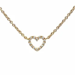 CHRISTOFFERSEN JEWELLERY HJERTE HALSKÆDE 14 KARAT GULD MED 0,07 CARAT BRILLANTER - 2000152