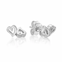 CHRISTOFFERSEN JEWELLERY ØRERINGE STIK SØLV MED DOBBELT HJERTE - 3010951