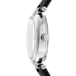 DKNY ESSENTIAL MINI UR DAME STÅL MED SORT LÆDERREM - DK1L043L0015