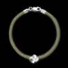 FLORA DANICA ARMBÅND OLIVEN MED SØLV FIRKLØVER - FLC-SILK-OLIVE-18-S