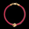 FLORA DANICA ARMBÅND RØDT SILKEBÅND MED FORGYLDT FIRKLØVER - FLC-SILK-RED-16-G