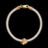 FLORA DANICA ARMBÅND ROSA SILKESNOR FORGYLDT FIRKLØVER - FLC-SILK-ROSE-18-G.