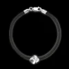 FLORA DANICA ARMBÅND SORT SILKESNOR SØLV FIRKLØVER - FLC-SILK-BLACK-16-S