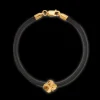 FLORA DANICA ARMBÅND SORT SILKE MED FORGYLDT FIRKLØVER - FLC-SILK-BLACK-16-G