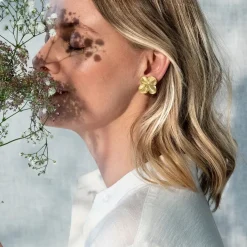 FLORA DANICA FIRKLØVER STATEMENT ØRECLIPS FORGYLDT SØLV - FLC-EACLIPS-G