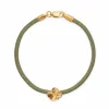 FLORA DANICA SILKE ARMBÅND OLIVEN FIRKLØVER FORGYLDT SØLV - FLC-SILK-OLIVE-16-G