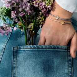 FLORA DANICA SILKE ARMBÅND ROSA FIRKLØVER SØLV - FLC-SILK-ROSE-16-S