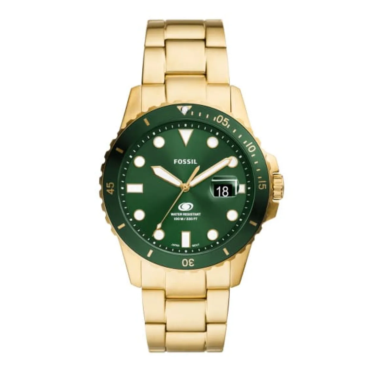 FOSSIL BLUE UR HERRE GULD FARVET MED GRØN SKIVE - FS6030