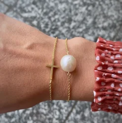 HEIRING BAROK ARMBÅND FORGYLDT SØLV MED PERLE - 29-8-90FG