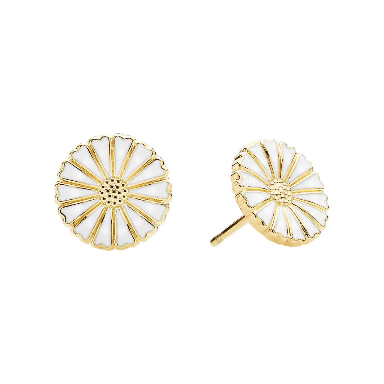 LUND COPENHAGEN MARGUERIT ØRERINGE 11MM FORGYLDT SØLV - 909011-4-M