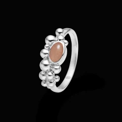 MADS Z PRECIOUS BUBBLES RING I SØLV MED PEACH MÅNESTEN - 2146126