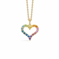 MADS Z TENDER HEART RAINBOW 14 KARAT VEDHÆNG MED ÆGTE STEN - 1534340