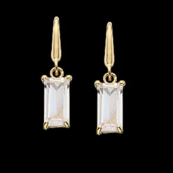 SCROUPLES 8 KARAT GULD ØRERINGE BAGUETTE ZIRKON - 119973