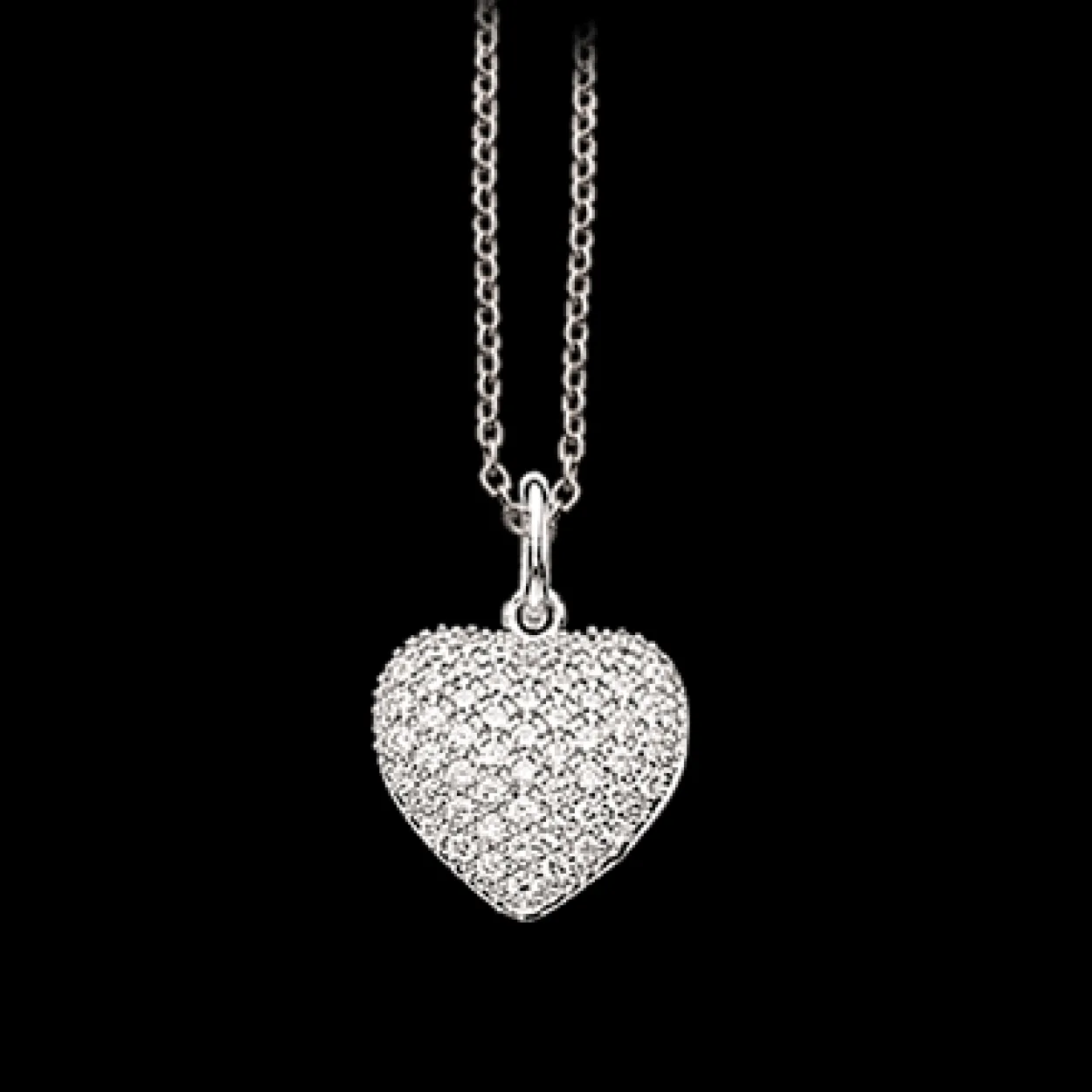 SCROUPLES SOHO SØLV HALSKÆDE MED HJERTE PAVÉ ZIRCONIA - 233582