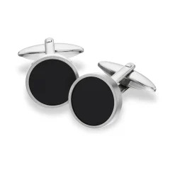 SCROUPLES STÅL MANCHETKNAPPER MED SORT ONYX - 821671