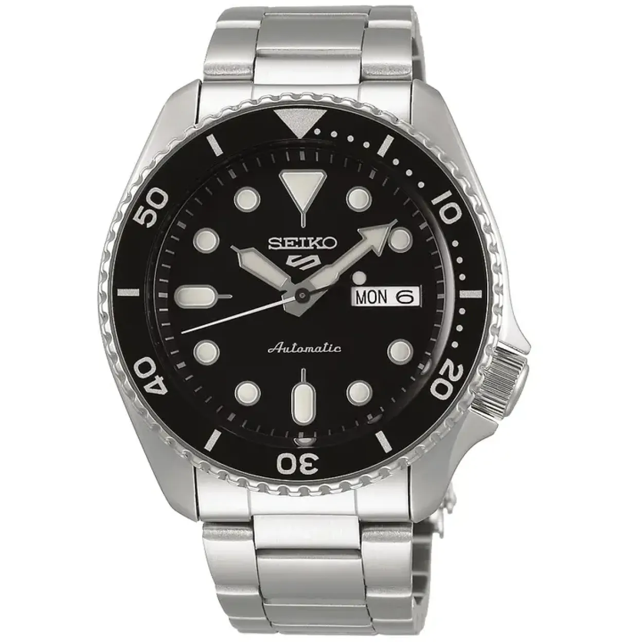 SEIKO 5 SPORTS AUTOMATIC SORT SKIVE MED LÆNKE - SRPD55K1
