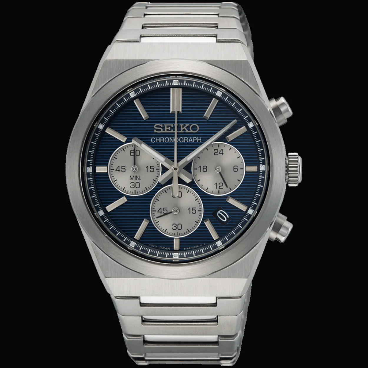 SEIKO CHRONOGRAF BLÅ SKIVE STÅL LÆMKE - SSB453P1