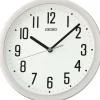 SEIKO VÆGUR PLAST MED TAL OG HVID SKIVE - QHA005W