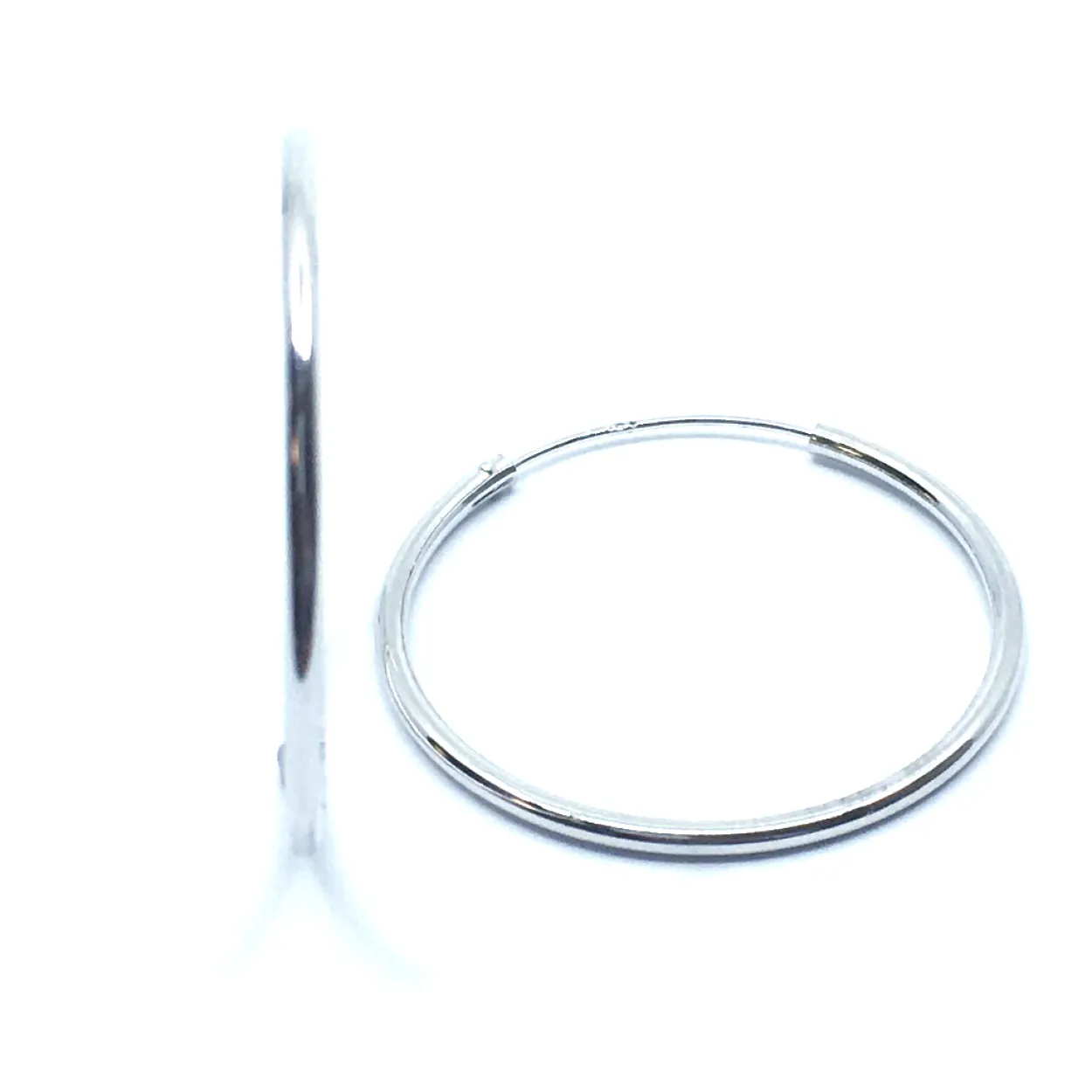 SØLV BLANK CREOL RHODINERET DIAMETER 30 MM BREDDE 1,50 MM