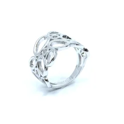 SØLV RING RHODINERET BRED BOBLE