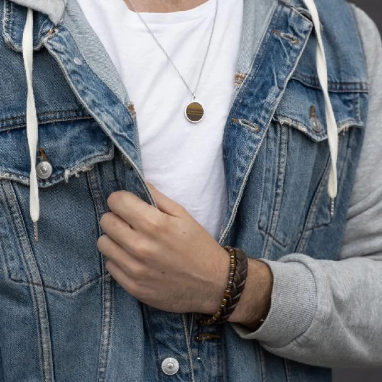 SON OF NOA ARMBÅND BRUN LÆDER MED STÅL LÅS 21 CM - 80970239221