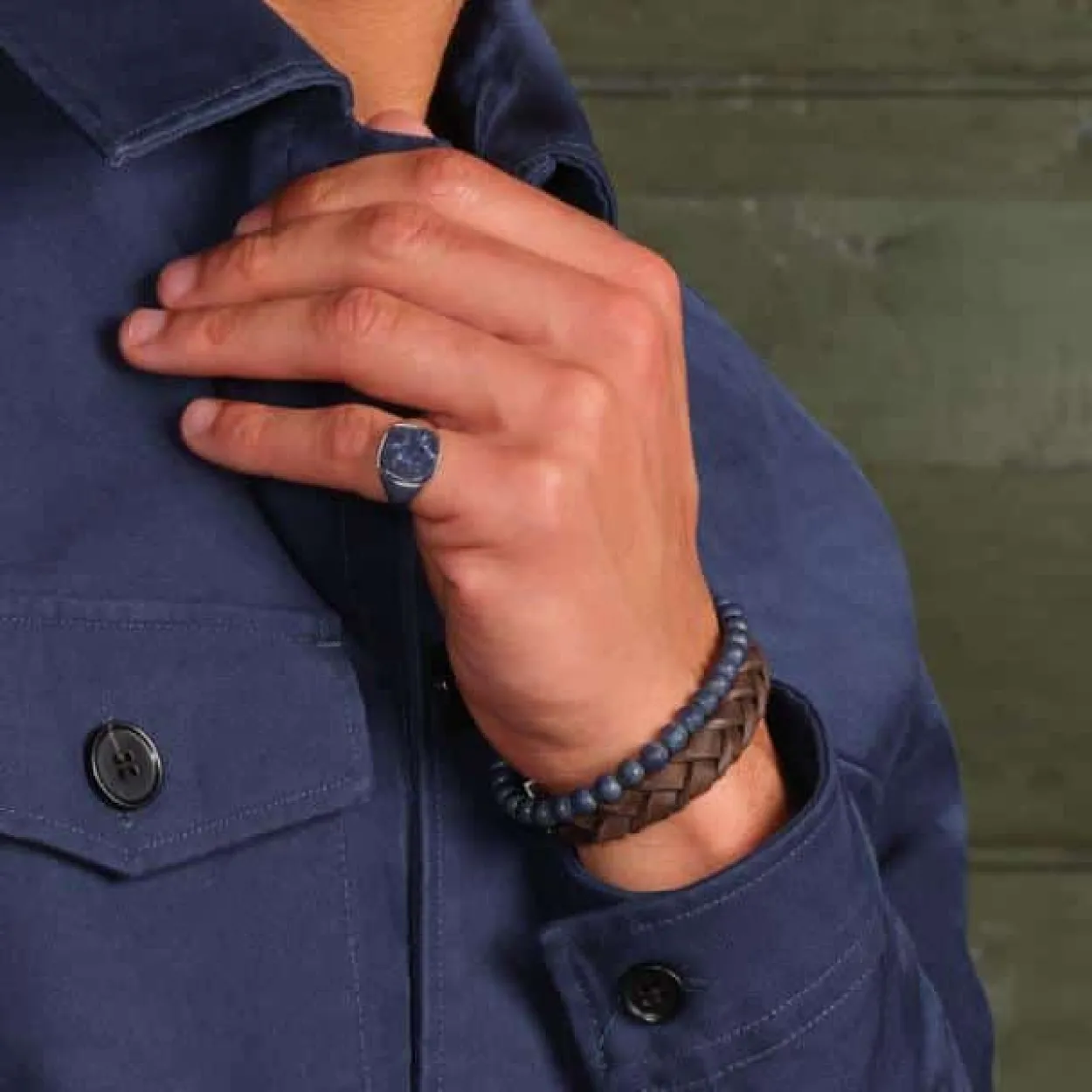 SON OF NOA ARMBÅND BRUN LÆDER MED STÅL LÅS 21 CM - 80970239221