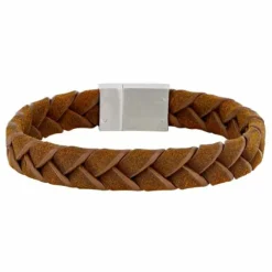 SON OF NOA ARMBÅND BRUN LÆDER MED STÅL LÅS 21 CM - 80970239221