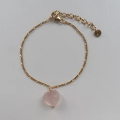 STINE A AMOUR SØLV FORGYLDT ARMBÅND MED ROSA KVARTS - 3222-02-OS