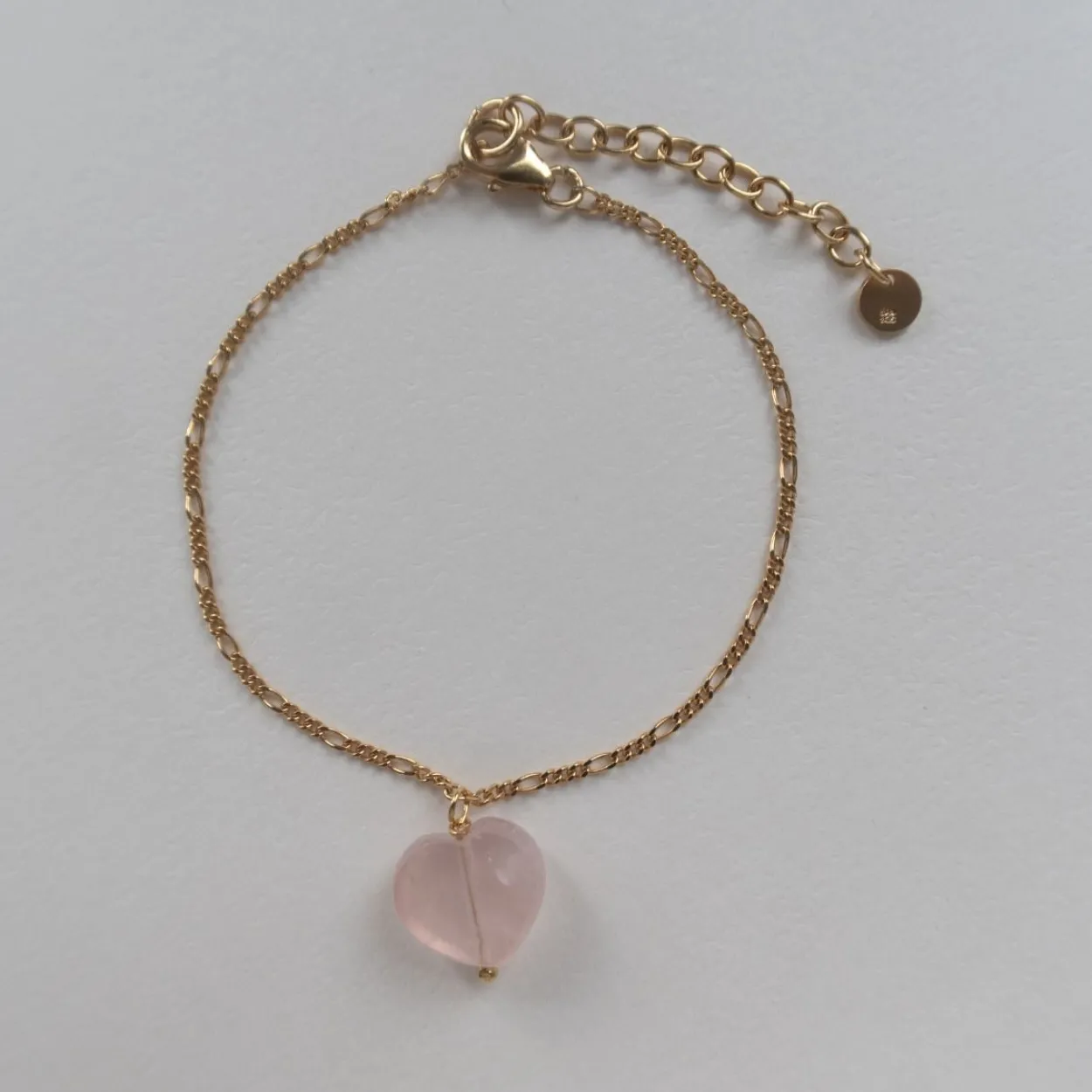 STINE A AMOUR SØLV FORGYLDT ARMBÅND MED ROSA KVARTS - 3222-02-OS