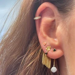 STINE A DANCING CHAINS BEHIND EAR SØLV FORGYLDT BAG ØRERING - 1133-02-S