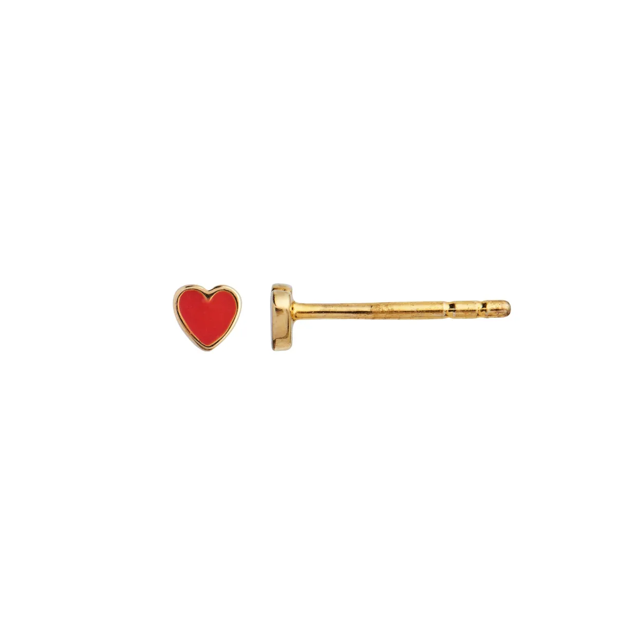 STINE A PETIT LOVE HEART RED CORAL ØRERING SØLV FORGYLDT - 1181-02-S-RED CORAL